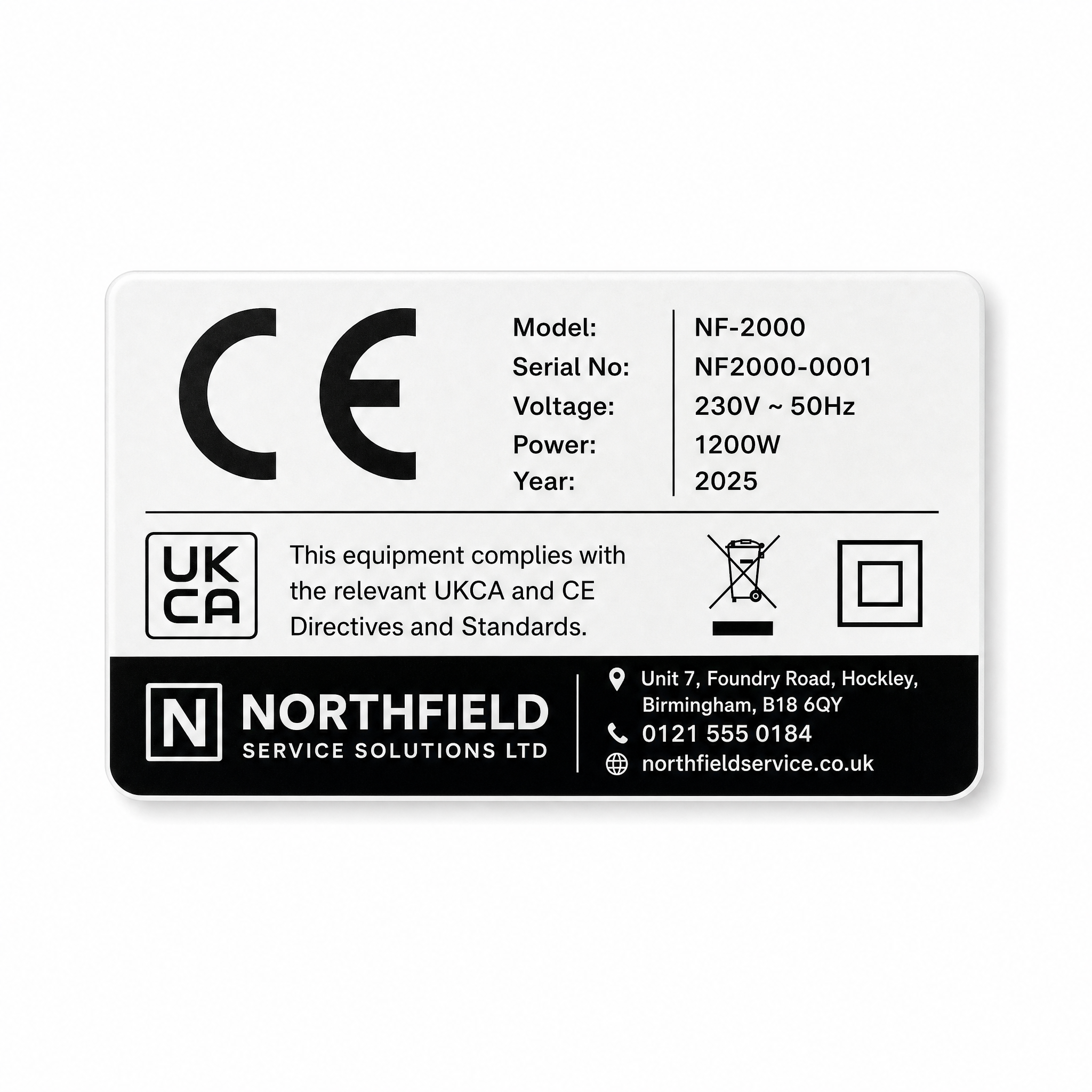 CE Marking Labels custom printed label UK simple ready-to-order label design example