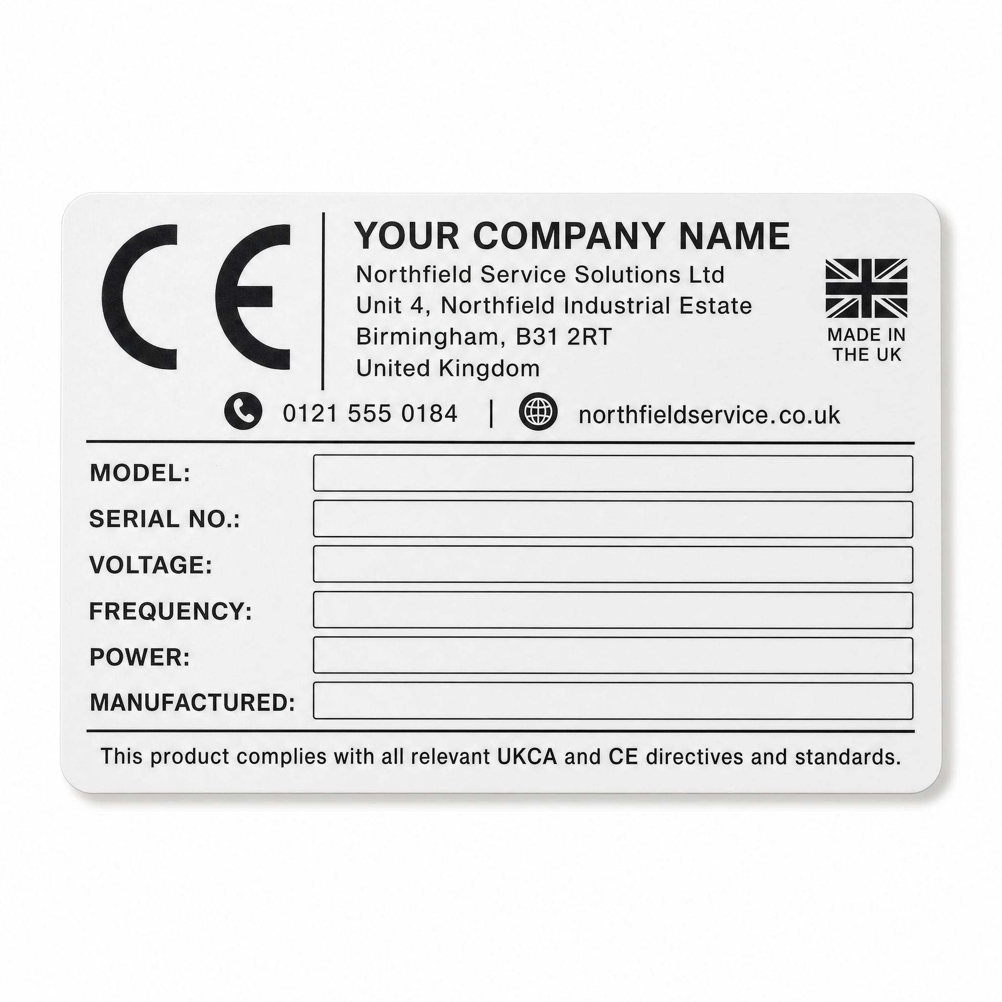 CE Marking Labels custom printed label UK product image with simple professional design for fast ordering
