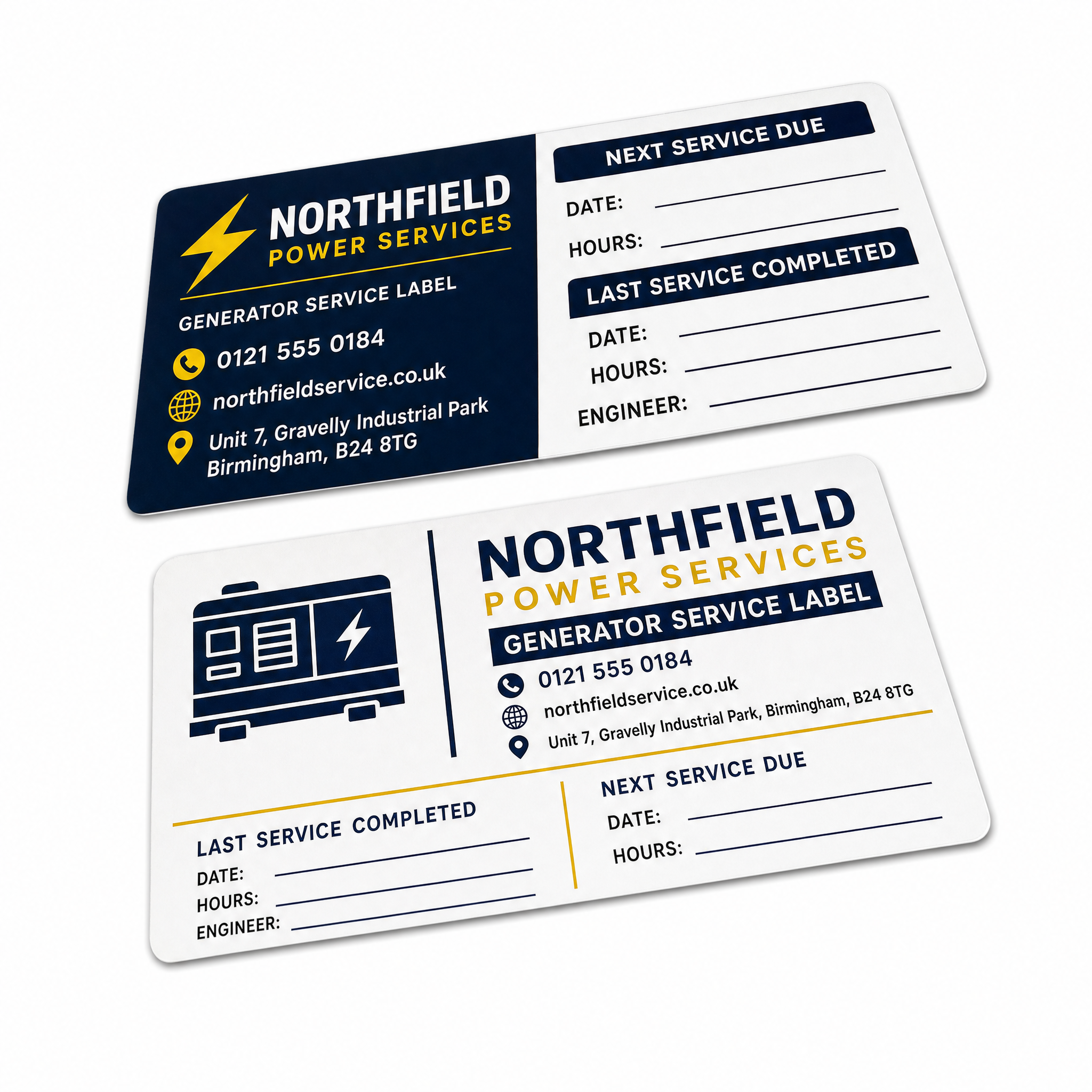 Generator Service Labels printed label close-up