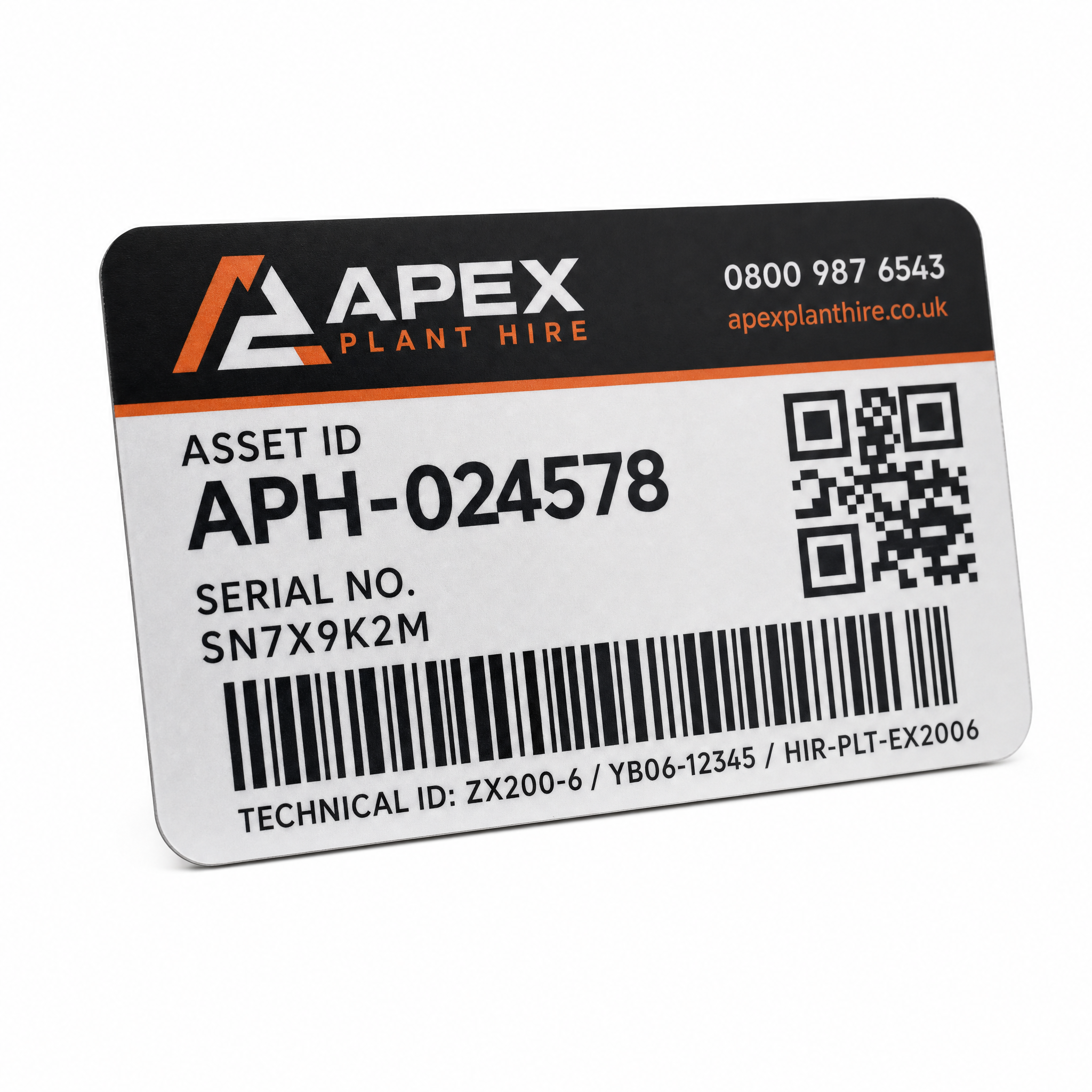 Plant Hire ID Labels sample custom design