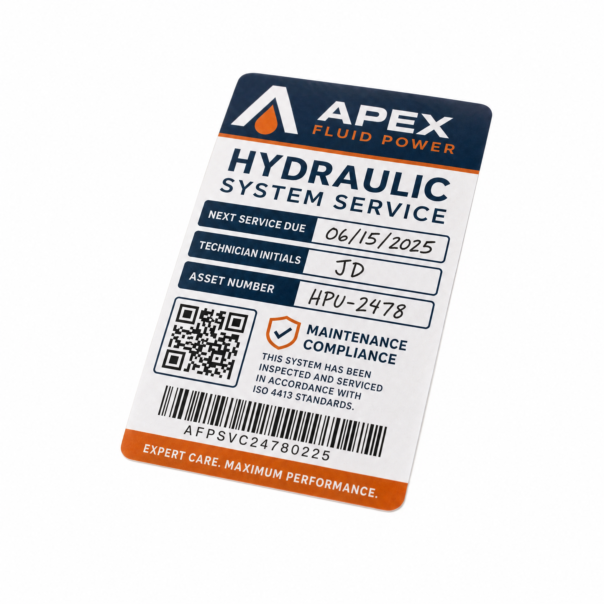 Hydraulic Service Labels printed label close-up