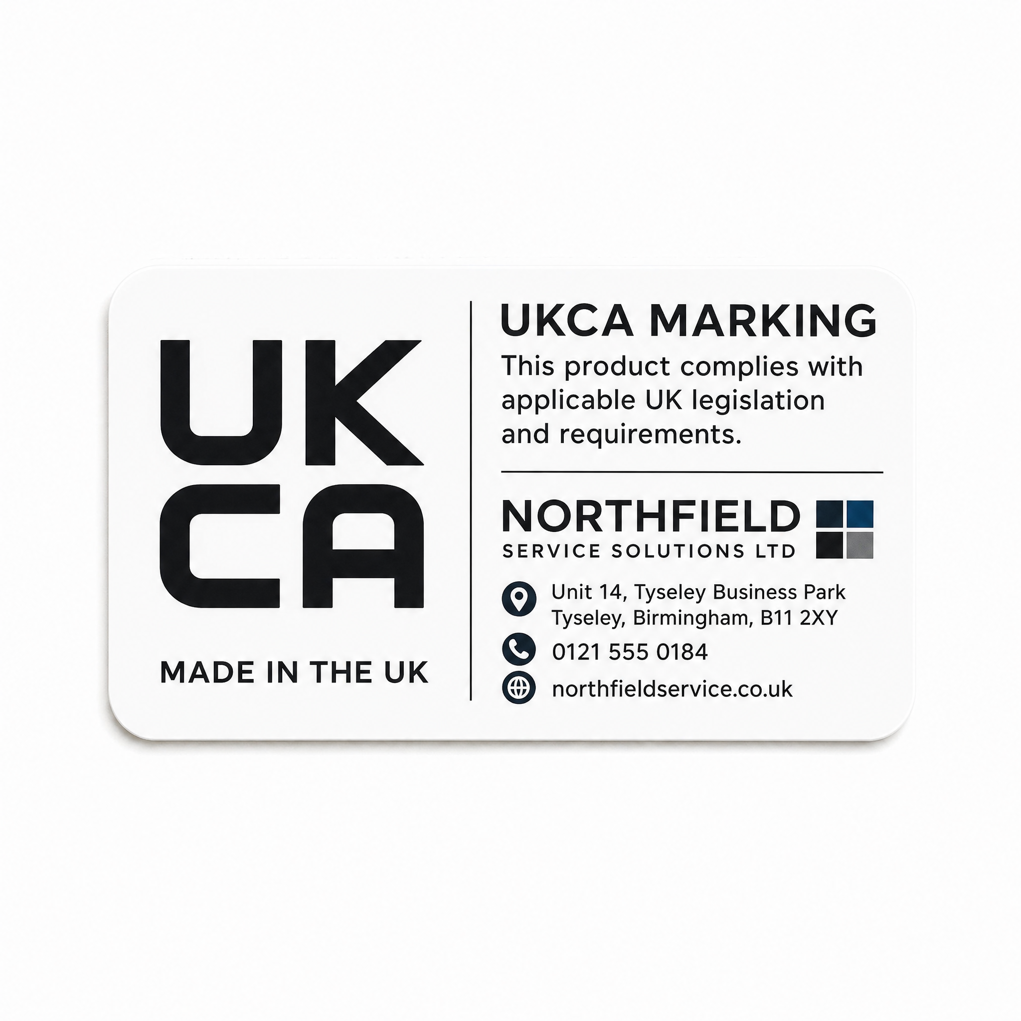 UKCA Marking Labels custom printed label UK simple ready-to-order label design example