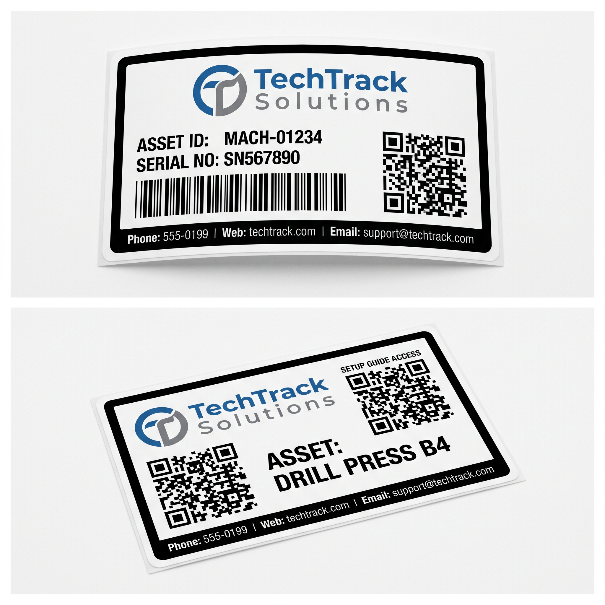 Machine Setup Guides sample branded printed self-adhesive vinyl label sticker showing a standard layout variation