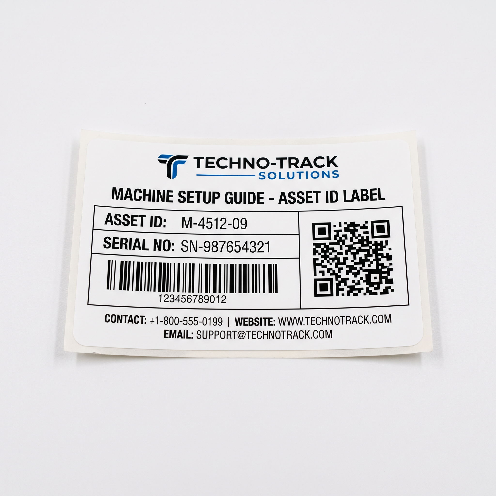 Machine Setup Guides alternate custom printed self-adhesive vinyl label sticker example with fictional company branding