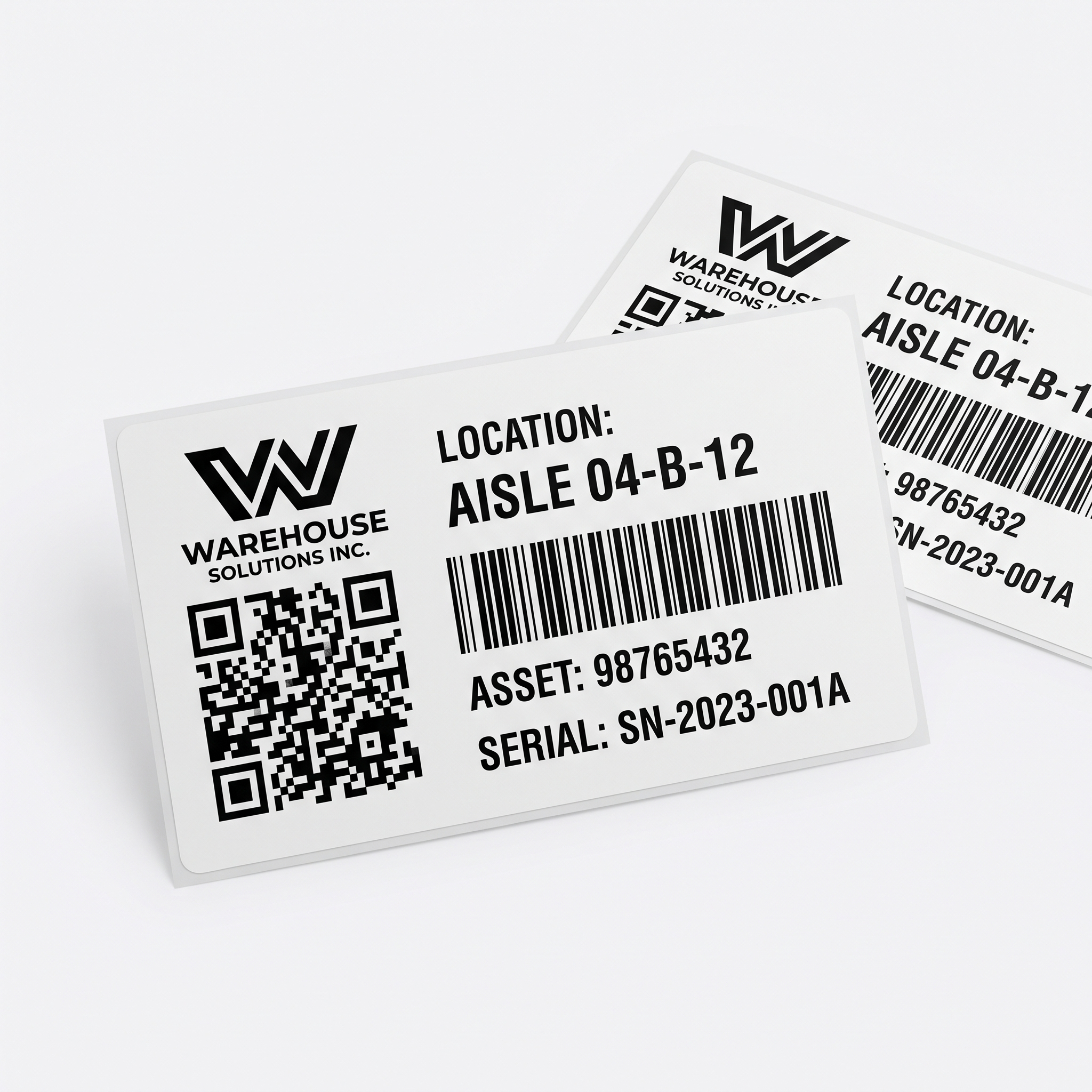 Warehouse Location Labels sample branded printed self-adhesive vinyl label sticker showing a standard layout variation
