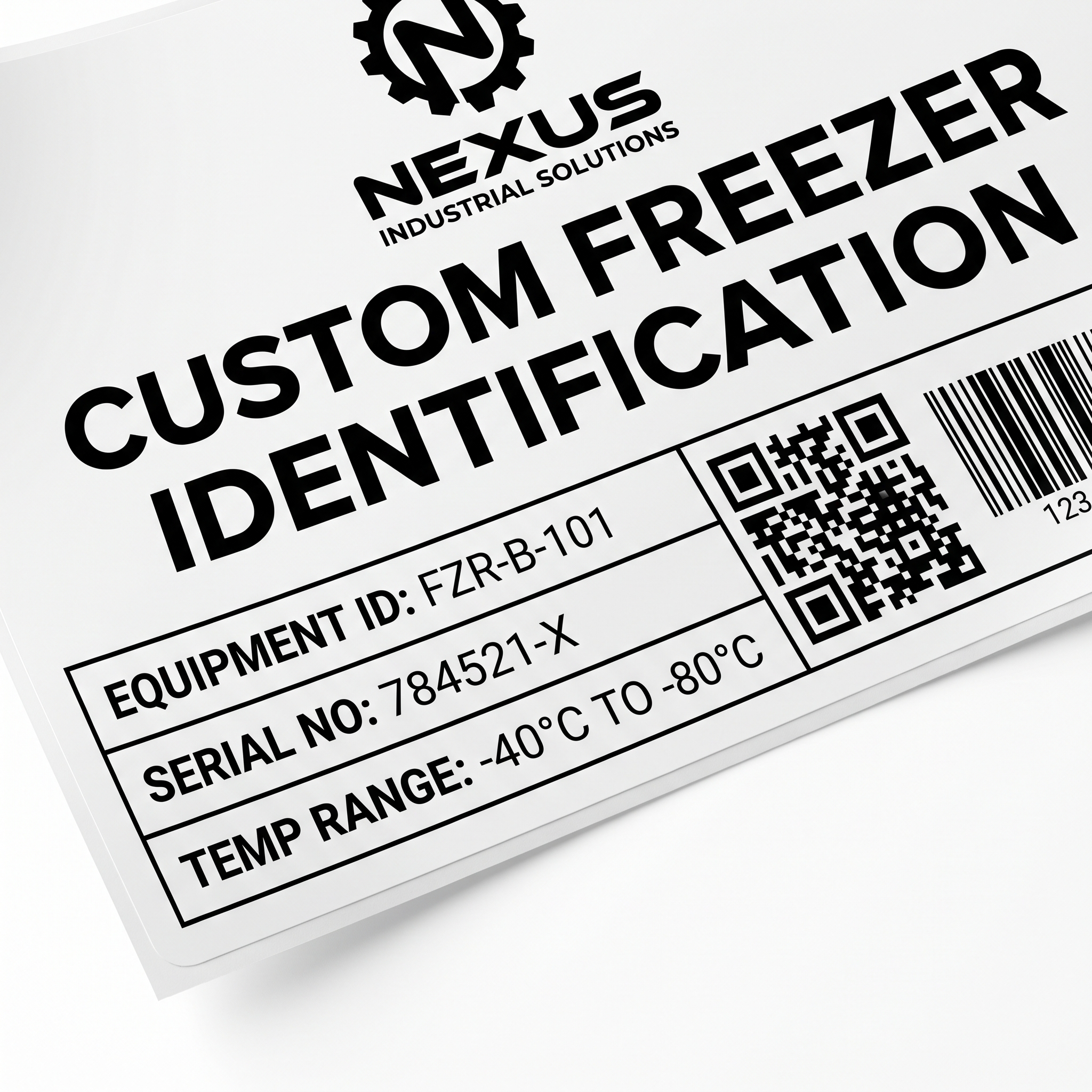 Custom Freezer Labels close-up of a custom printed self-adhesive vinyl label sticker with clear readable product details