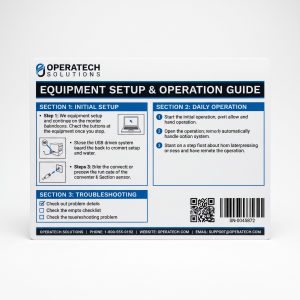 Equipment Instruction Boards custom rigid printed sign board with fictional branded design on a white background